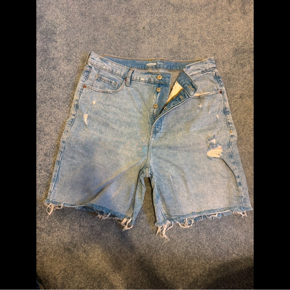 Old Navy sky-hi extra high rise Distressed Denim Shorts